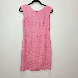 Talbots Vintage Embroidered Silk Dress Pastel Pink Women 4p Sheath Elegant Chic